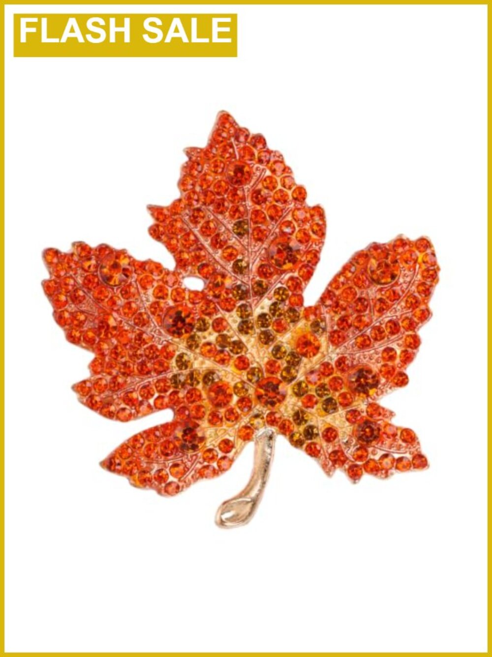 Maple Leaf Crystal Brooch Pin Gold-Tone Alloy Fall Fashion